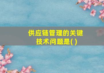 供应链管理的关键技术问题是( )